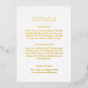 Invitación Con Relieve Metalizado Detalles de Boda con Monograma Dorado y Blanco