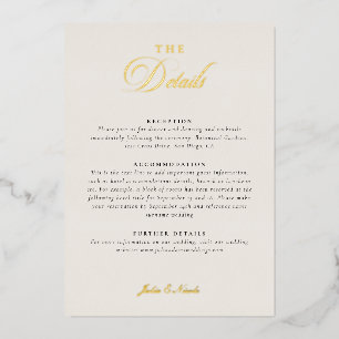 Invitación Con Relieve Metalizado Detalles de boda de caligrafía negra clásica