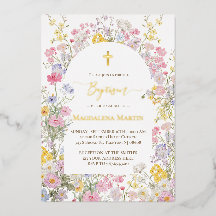 detalles dorados flores silvestres Bautizo