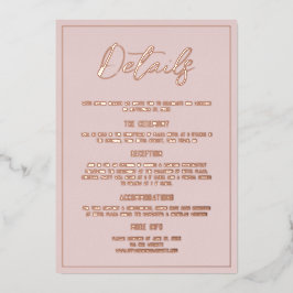 Invitación Con Relieve Metalizado Detalles minimalistas de rosa polvoriento con oro