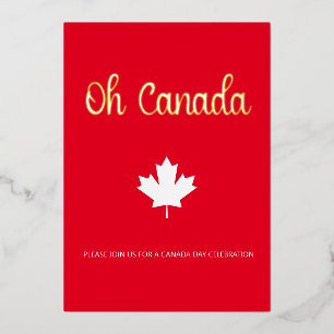 Invitación Con Relieve Metalizado Día de Canadá BBQ Fiesta de Verano Foto Gold