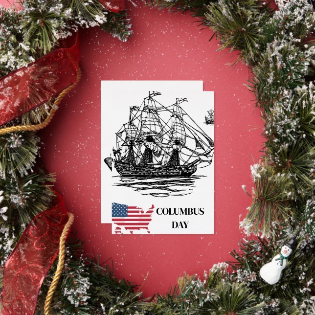 INVITACIÓN CON RELIEVE METALIZADO DÍA DE COLUMBUS (in situ)