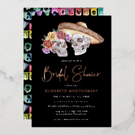 Invitación Con Relieve Metalizado Día de los Muertos Despedida de Soltera de Calaver