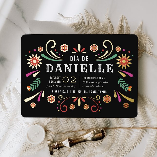 Invitación Con Relieve Metalizado Día de los Muertos Fiesta de cumpleaños temática (Subido por el creador)