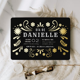 Invitación Con Relieve Metalizado Día de los Muertos Fiesta de cumpleaños temática