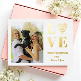 Invitación Con Relieve Metalizado Día de San Valentín Foto Corazón de Amor