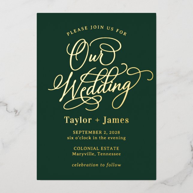 Invitación Con Relieve Metalizado Día especial RELIEVE METALIZADO REAL Elegante Invi (Anverso)