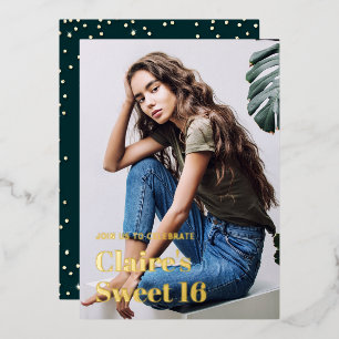 Invitación Con Relieve Metalizado Diamante de imitación Glam Gold Modern Elegant Swe