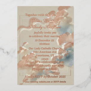 Invitación Con Relieve Metalizado Dicha Etérea