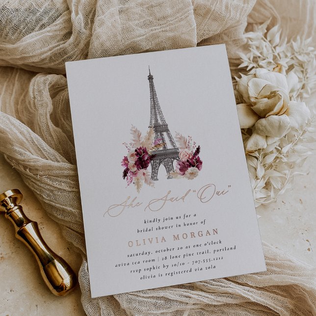 Invitación Con Relieve Metalizado Dijo Que Oui Paris Bridal Shower (Subido por el creador)
