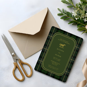 Invitación Con Relieve Metalizado Dinero antiguo, boda de caballo ecuestre 