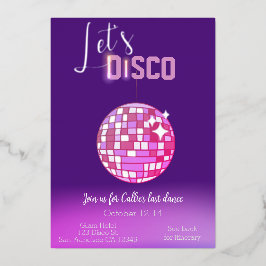 Invitación Con Relieve Metalizado Discoteca Neon Bachelorette