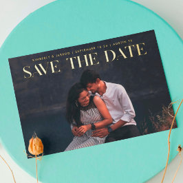 Invitación Con Relieve Metalizado DISEÑADOR de Texto FOTO Moderno de Lujo Save The D