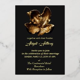 Invitación Con Relieve Metalizado Diseño de Boda dorado