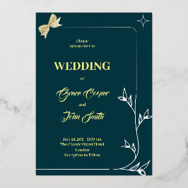 INVITACIÓN CON RELIEVE METALIZADO DISEÑO ELEGANTE CON FONDO AZUL OSCURO