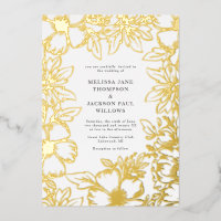 Diseño elegante de casamiento de flores doradas