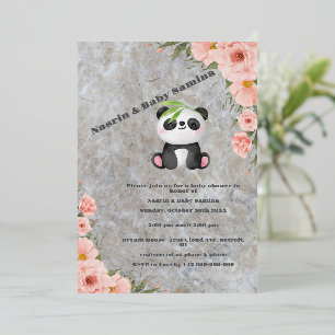 Invitación Con Relieve Metalizado Diseño floral de flor de pandán pastel y rosa lind