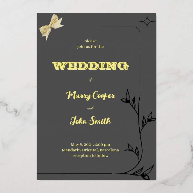 INVITACIÓN CON RELIEVE METALIZADO DISEÑO FRONTERIZO DE LA RAMA DE CUDO CONTRA EL FON (Anverso)