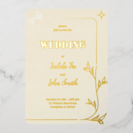 INVITACIÓN CON RELIEVE METALIZADO DISEÑO ROMÁNTICO SENCILLO