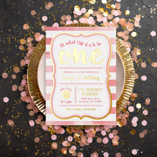 Invitación Con Relieve Metalizado Diversión al Ser Uno Cumpleaños de Primera Fiesta