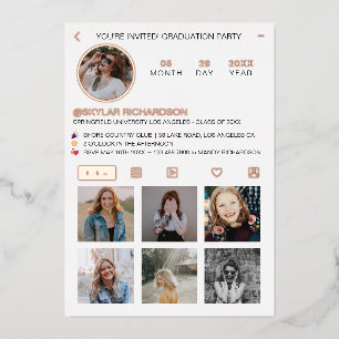 Invitación Con Relieve Metalizado Diversión de graduado en Instagram Redes sociales