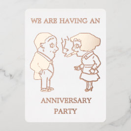 Invitación Con Relieve Metalizado Divertida fiesta de aniversario de pareja retro de