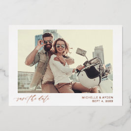 Invitación Con Relieve Metalizado Divertido Mod Foto Instantánea Guardar la Fecha