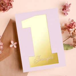 Invitación Con Relieve Metalizado Diviértete Cumpleaños Moderno Rosa 1ra Niña Dorado