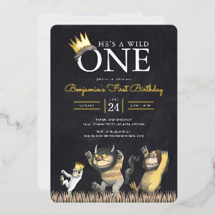 Invitación Con Relieve Metalizado Donde las cosas salvajes son el tablero de oro el