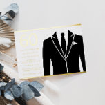 Invitación Con Relieve Metalizado Dorada fiesta de cumpleaños número 60 de oro y tra<br><div class="desc">Gold & Black Suit & Tie 60th Birthday Party Golden Relieve metalizado Invitation Dusty Rosa Ver otras invitaciones en nuestra Nest Store y Nest</div>