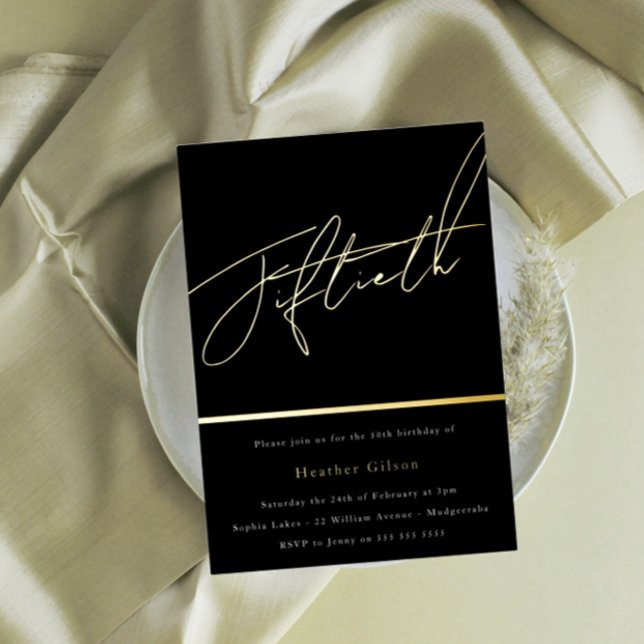 Invitación Con Relieve Metalizado Dorado 50º 50º cumpleaños (Subido por el creador)