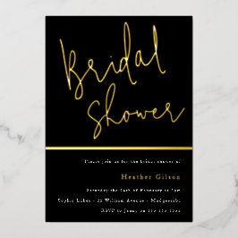 Invitación Con Relieve Metalizado Dorado de ducha de novia dorada y negra
