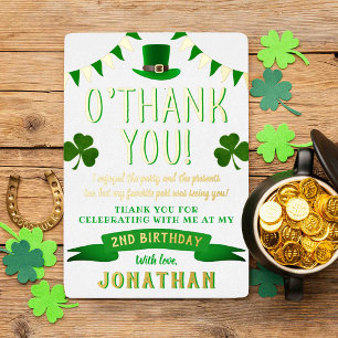 Invitación Con Relieve Metalizado Dos afortunados cumpleaños de San Patricio agradec