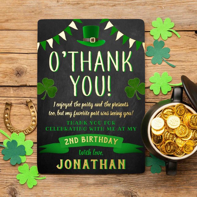 Invitación Con Relieve Metalizado Dos afortunados cumpleaños de San Patricio Gracias (Subido por el creador)