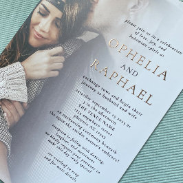 Invitación Con Relieve Metalizado Dos fotos superponen el código QR Boda bohemio rea