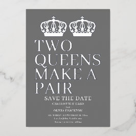 Invitación Con Relieve Metalizado Dos Reinas Hacen Un Boda Gay Lesbiana