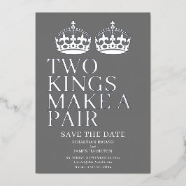 Invitación Con Relieve Metalizado Dos Reyes Hacen Un Boda Gay Pareja