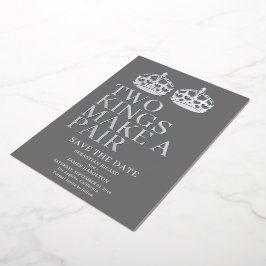 Invitación Con Relieve Metalizado Dos Reyes Hacen Una Pareja Boda Gay