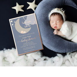 Invitación Con Relieve Metalizado Dreamy Baby Rosa Gold Baby Shower