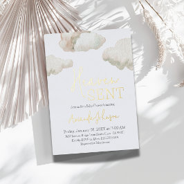 Invitación Con Relieve Metalizado Dreamy Heaven envió a Blue Boy Baby Shower