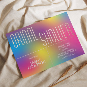 Invitación Con Relieve Metalizado Ducha colorida de novias arcoiris