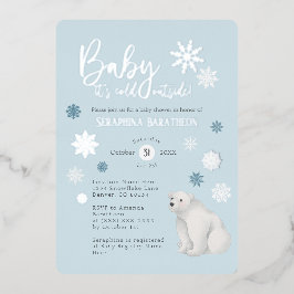 Invitación Con Relieve Metalizado Ducha de bebé de copo de nieve de lámina de plata