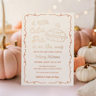 Invitación Con Relieve Metalizado Ducha de Bebé Foil Little Cutie Pie