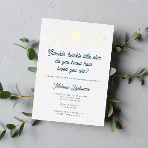 Invitación Con Relieve Metalizado Ducha de bebé Foil Twinkle Twinkle Little Star