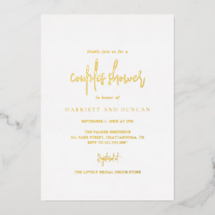 Invitación Con Relieve Metalizado Ducha de boda de parejas elegante y atemporal