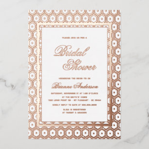 Invitación Con Relieve Metalizado Ducha de Boda Geométrica con Estampado en Lámina d