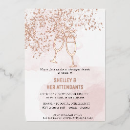 Invitación Con Relieve Metalizado Ducha de brunch rosa de champán