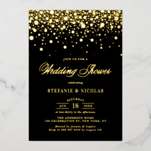 Invitación Con Relieve Metalizado Ducha de casamiento de golosinas de oro y negro