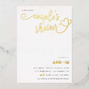 Invitación Con Relieve Metalizado Ducha de la pareja del corazón