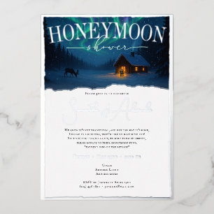 Invitación Con Relieve Metalizado Ducha de luna de miel con luces del norte en Islan